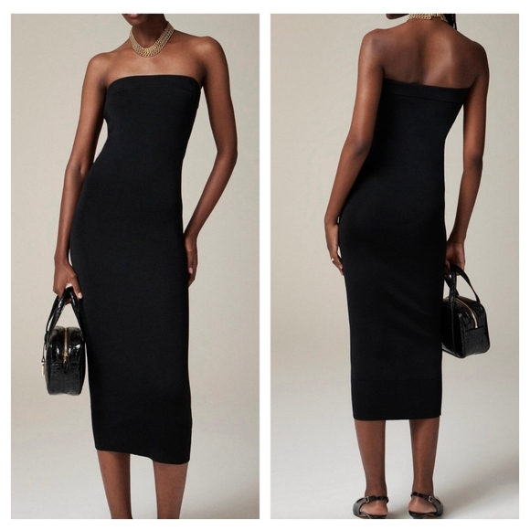 J. Crew Dresses & Skirts - J. Crew Cyan Strapless Sweater Midi Dress Black Contour Sheathe